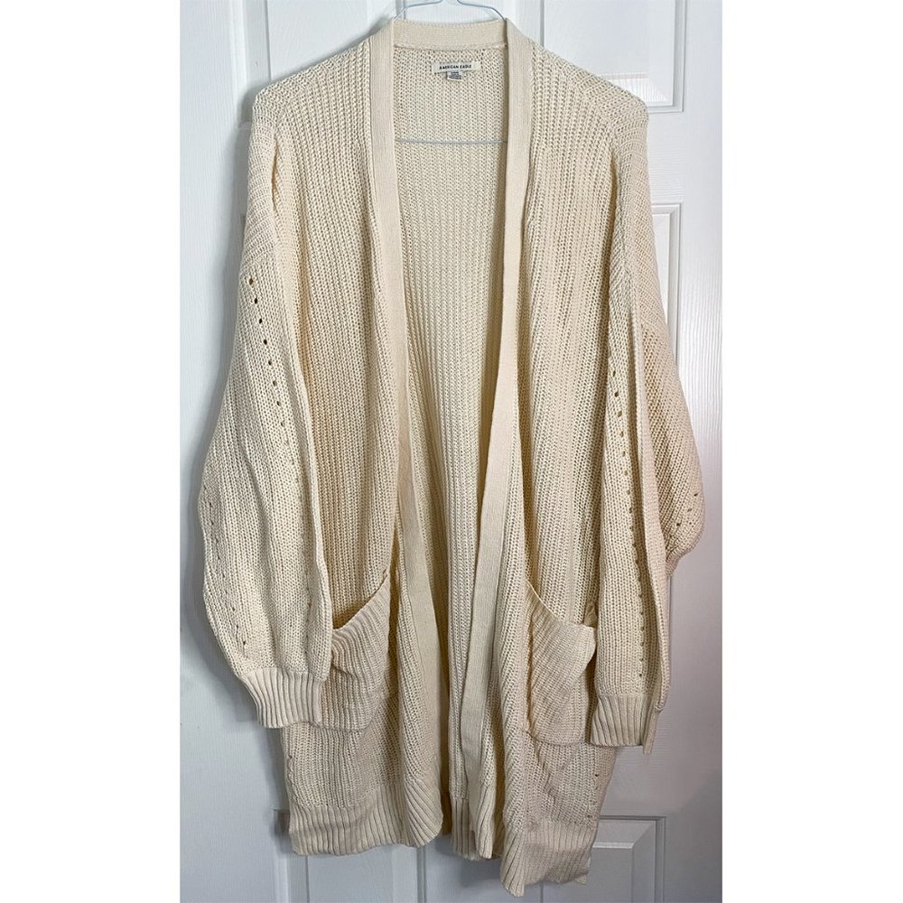 American Eagle Cream Knit Cardigan